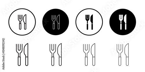 Fork and Knife icon outline set sign