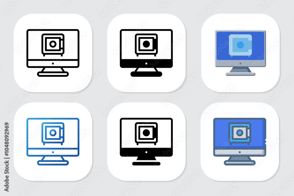 safe icons with various design styles safe icons with various design styles