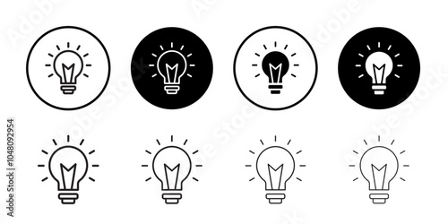 Light bulb icon outline set sign