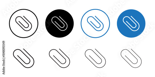 Paperclip icon outline set sign