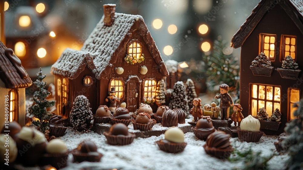 Charming Miniature Winter Village Setup with Figures Charming Miniature Winter Village Setup with Figures