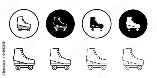 Roller skates icon outline set sign