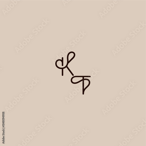 dynamic line initial wedding typography monogram letter luxurious organic style and elegant concept KT