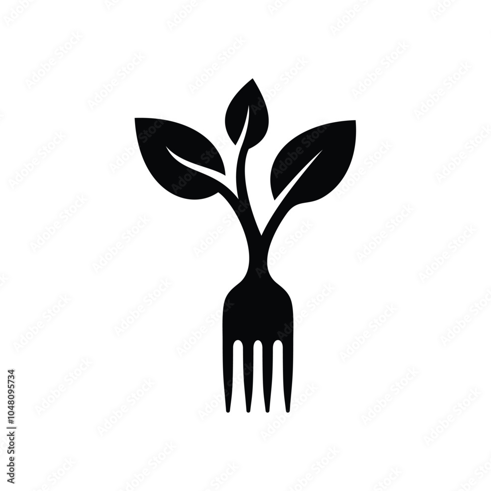 Flower Leaf Plant with Healthy Organic Fork Logo design inspiration Flower Leaf Plant with Healthy Organic Fork Logo design inspiration