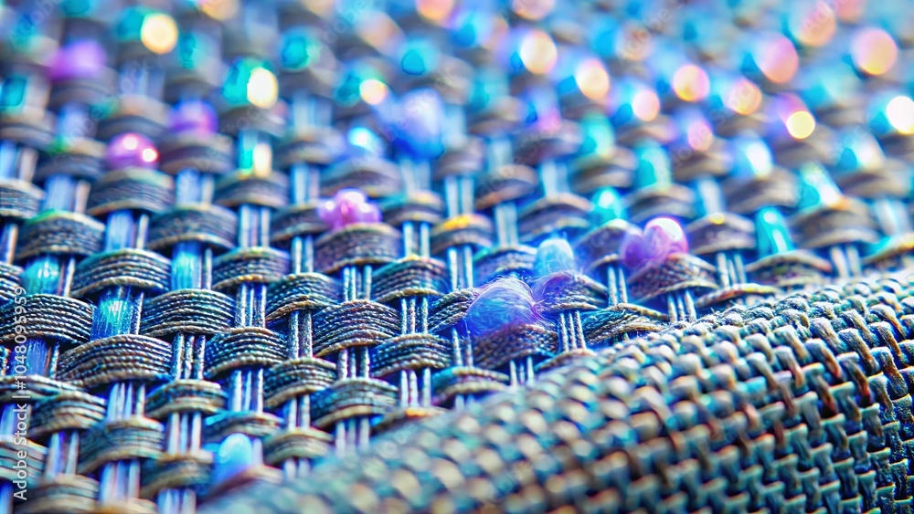 Fototapeta premium A Close-up of a Woven Material with Iridescent Embellishments