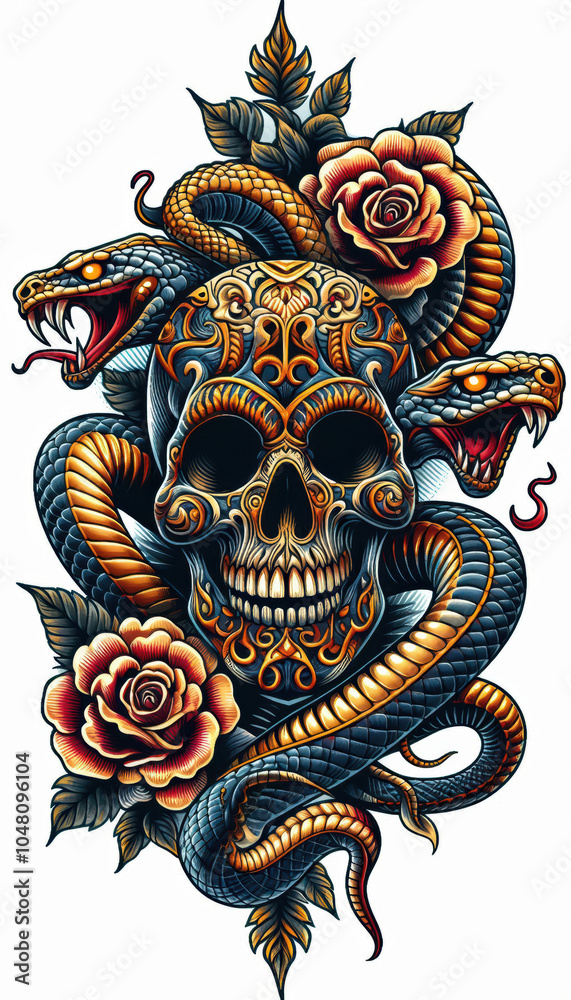 Naklejka premium TRIBAL TATOO トライバル タトゥ 刺青ドクロ