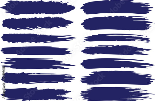 Set of Navy blue brush stroke, brush stroke vector for ink paint, grunge design element, dirt banner, watercolor design, dirty texture. Trendy brush stroke, vector and PNG