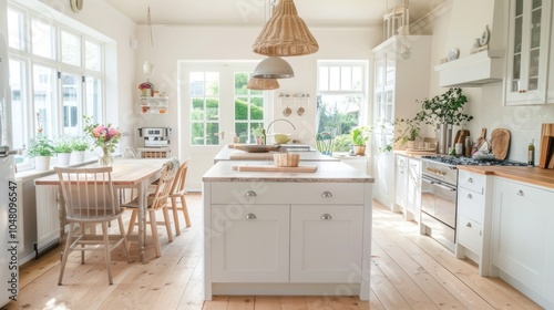 A Bright and Airy White Kitchen with Wooden Accents and Natural Light