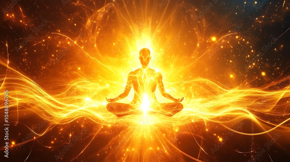 Abstract mystical energy waves glowing with a powerful aura