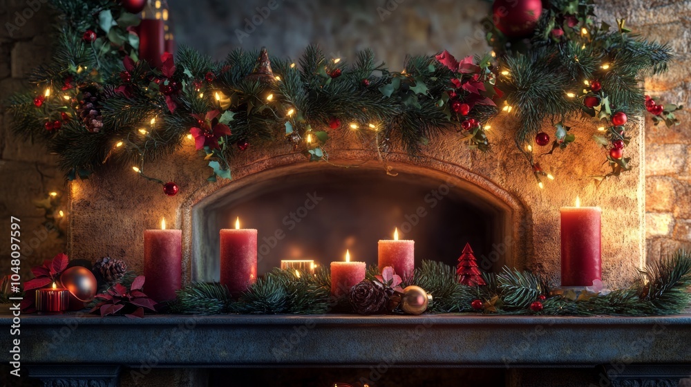 Cozy Holiday Mantle Decor with Candles and Garlands Cozy Holiday Mantle Decor with Candles and Garlands