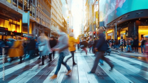Blurred Motion of Pedestrians Crossing a Street in a City