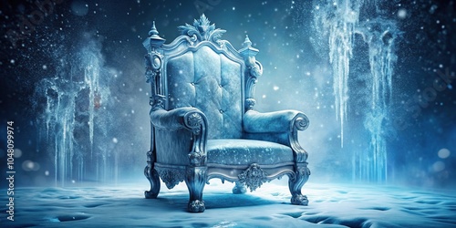 Throne made of ice with snowflakes silhouette, suitable for fantasy or winter themed designs photo