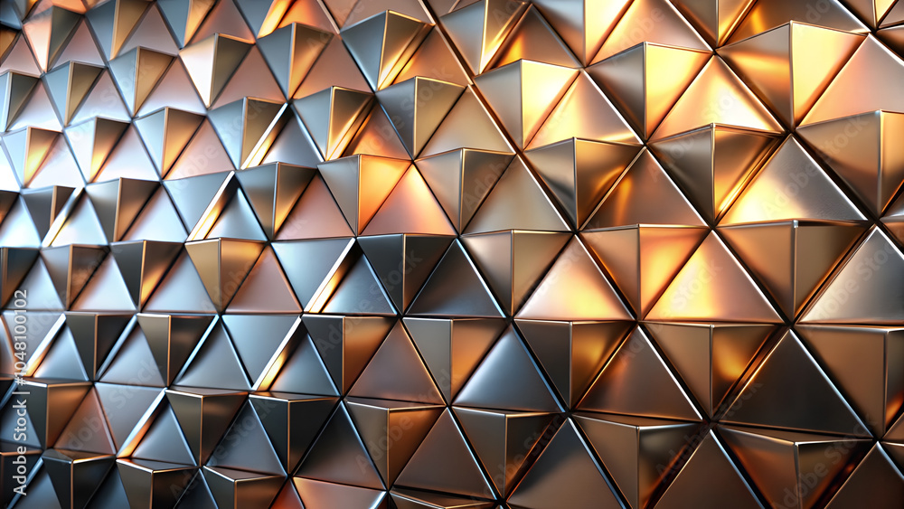 Overlapping Metallic Triangles in Geometric Pattern. Perfect for: Precision Tech Expo, Design Innovation Event Overlapping Metallic Triangles in Geometric Pattern. Perfect for: Precision Tech Expo, Design Innovation Event