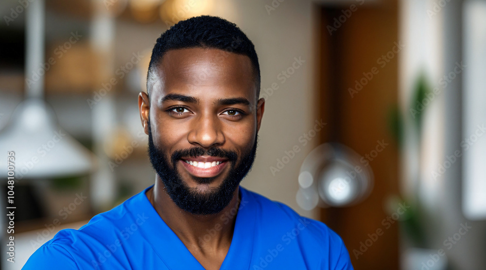Fototapeta premium Friendly Black Male Nurse Smiles