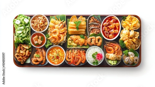 cheerful food signboard displaying classic Thai single-dish options,