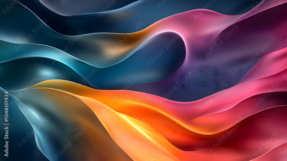 Obraz premium Abstract Background with Wavy Lines in Blue, Orange, and Pink