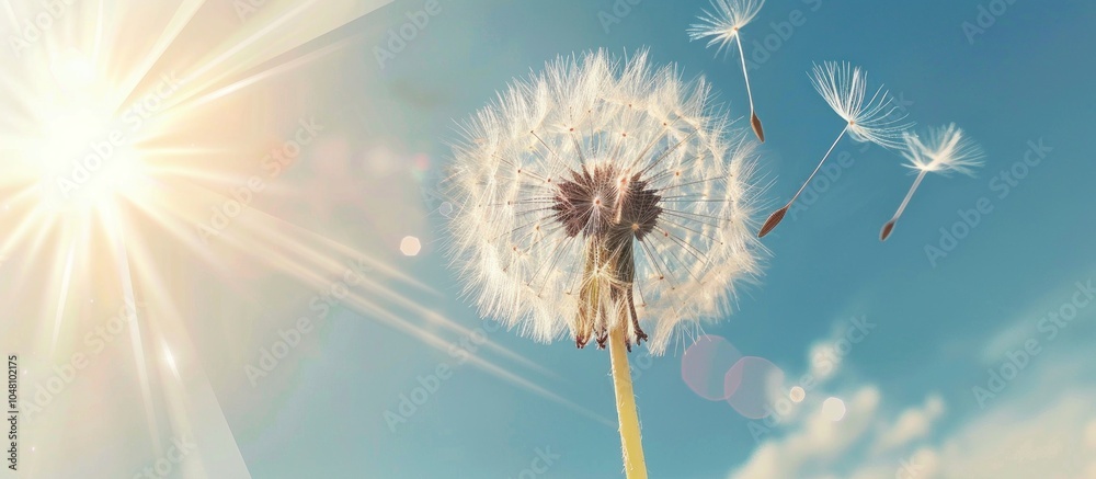Dandelion Seeds Dispersing in the Sunlight Dandelion Seeds Dispersing in the Sunlight