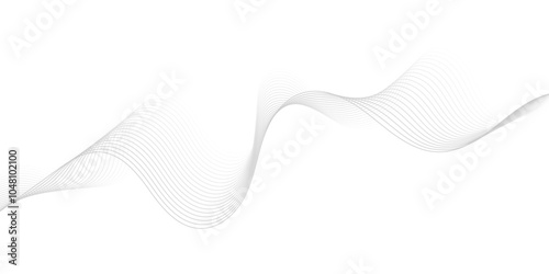 Gray wave curve lines abstract background with flowing particles. Digital energy waves technology concept. Modern backdrop design for business, presentation, banner.