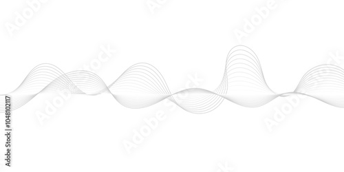 Gray wave curve lines abstract background with flowing particles. Digital energy waves technology concept. Modern backdrop design for business, presentation, banner.