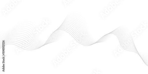 Gray wave curve lines abstract background with flowing particles. Digital energy waves technology concept. Modern backdrop design for business, presentation, banner.