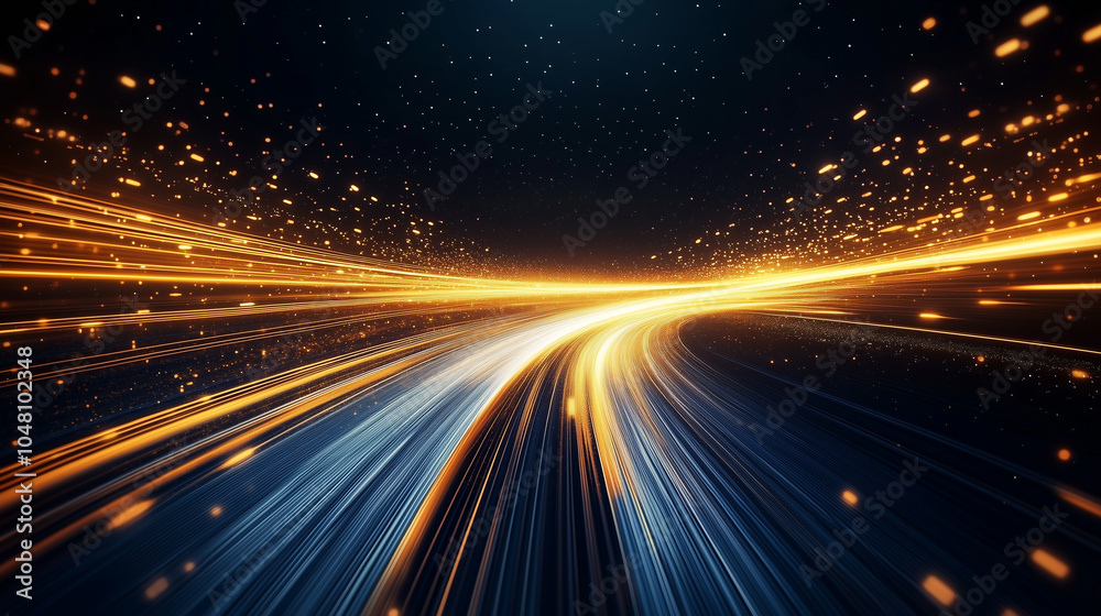 Golden Particle Luminescence Technology Abstract Road Golden Particle Luminescence Technology Abstract Road