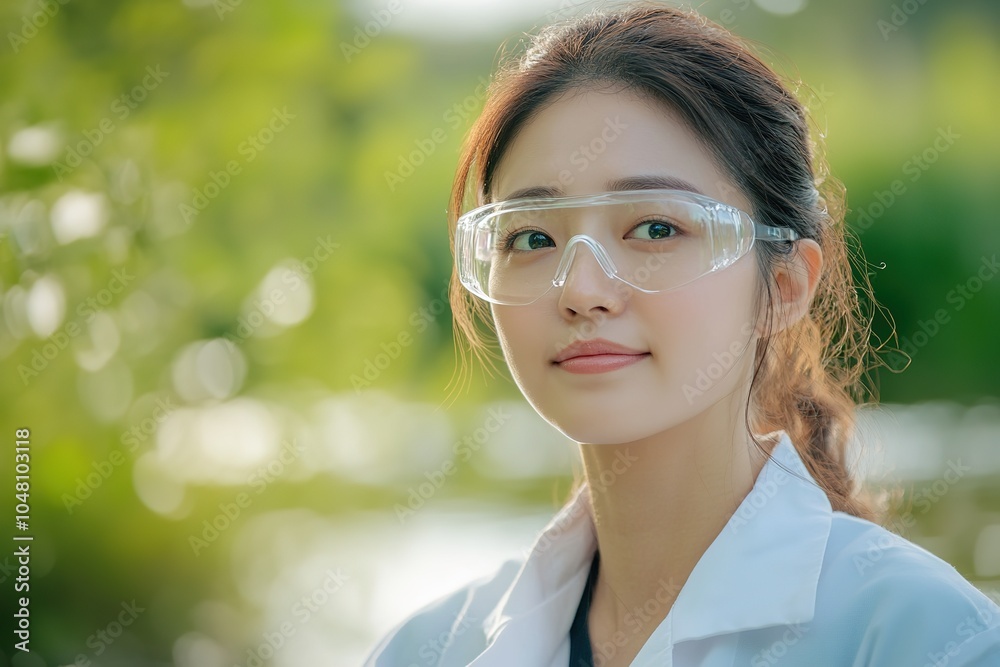 Young scientist with glasses outdoors in natural light Young scientist with glasses outdoors in natural light