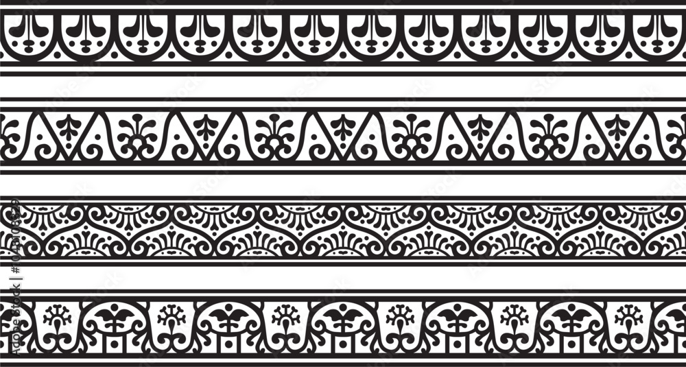 Vector seamless black monochrome border, Pompeii frame. Endless Neopolitan ornament. Art of Ancient Rome Vector seamless black monochrome border, Pompeii frame. Endless Neopolitan ornament. Art of Ancient Rome
