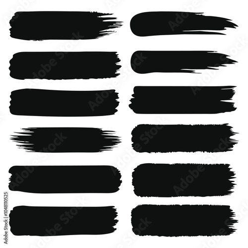 Black Brush Strokes Set: Rough Edges for Design