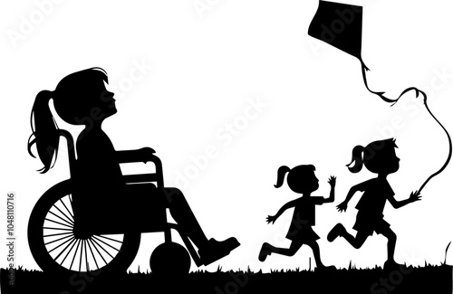 inclusion of a disabled child, a disabled child flies a kite with children
