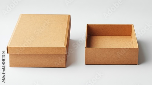 Cardboard box isolated on white background. The brown parcel cardboard box