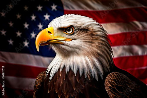 Wallpaper Mural American bald eagle, and american flag Torontodigital.ca