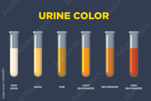 Urine color chart. Hydration and dehydration level diagram.