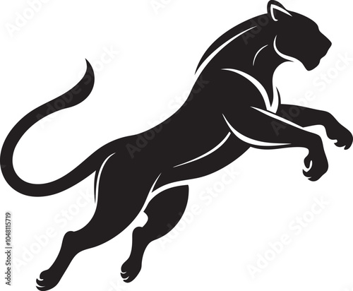 Leaping Panther Silhouette Illustration - Dynamic Wild Animal Art