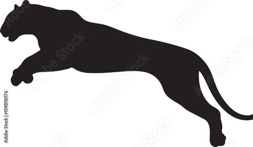 Leaping Panther Silhouette Illustration - Dynamic Wild Animal Art