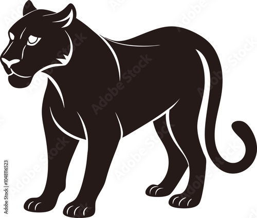 Standing Panther Silhouette Illustration - Graceful Wild Animal Art