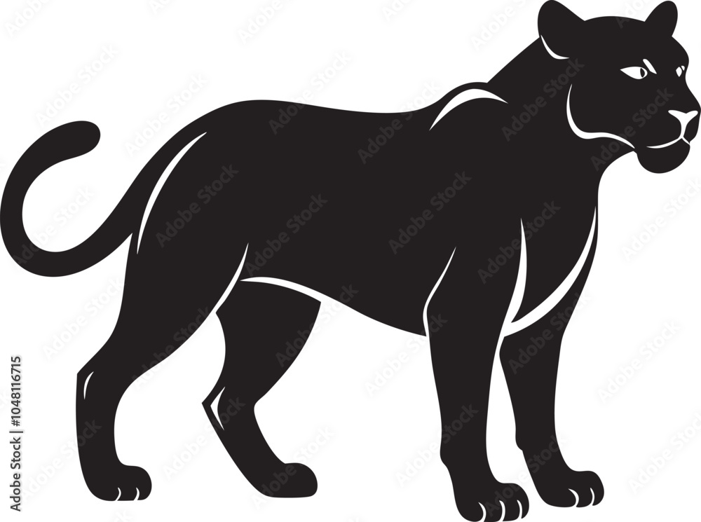 Obraz premium Standing Panther Silhouette Illustration - Graceful Wild Animal Art