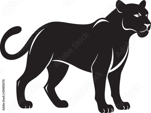 Standing Panther Silhouette Illustration - Graceful Wild Animal Art