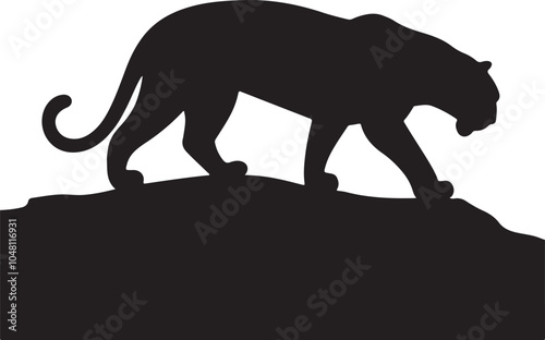 Standing Panther Silhouette Illustration - Graceful Wild Animal Art