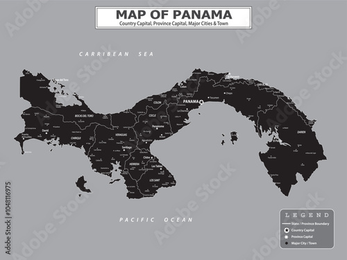 American Countries Geography Political map. Political map of country with capital, province or state capital, major cities and town.