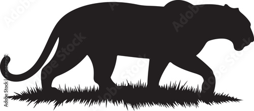 Standing Panther Silhouette Illustration - Graceful Wild Animal Art