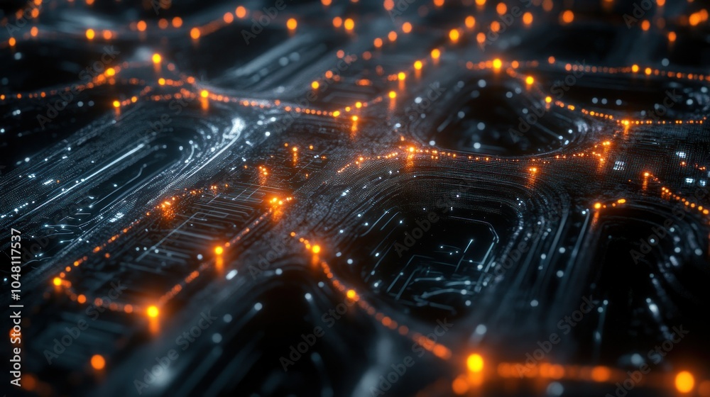 Obraz premium Abstract Digital Network with Glowing Nodes