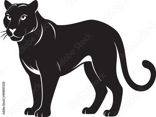 Standing Panther Silhouette Illustration - Graceful Wild Animal Art