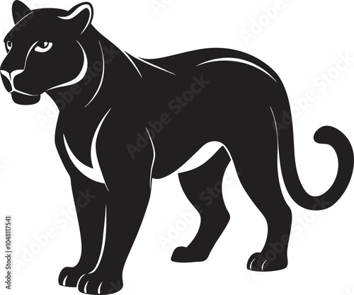 Standing Panther Silhouette Illustration - Graceful Wild Animal Art