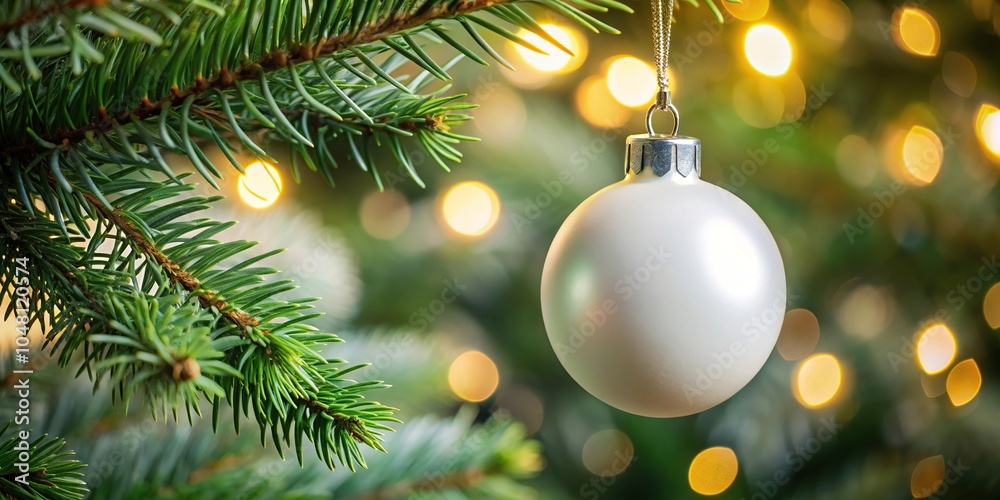 Tilted angle Christmas decorations on the tree with white ball Tilted angle Christmas decorations on the tree with white ball