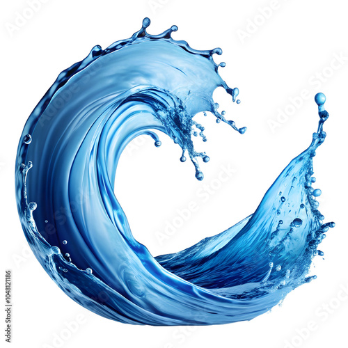 Blue swirl in motion, blue liquid, transparent background png.