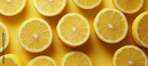 Citrus lemon pattern background. Generative AI technology.	