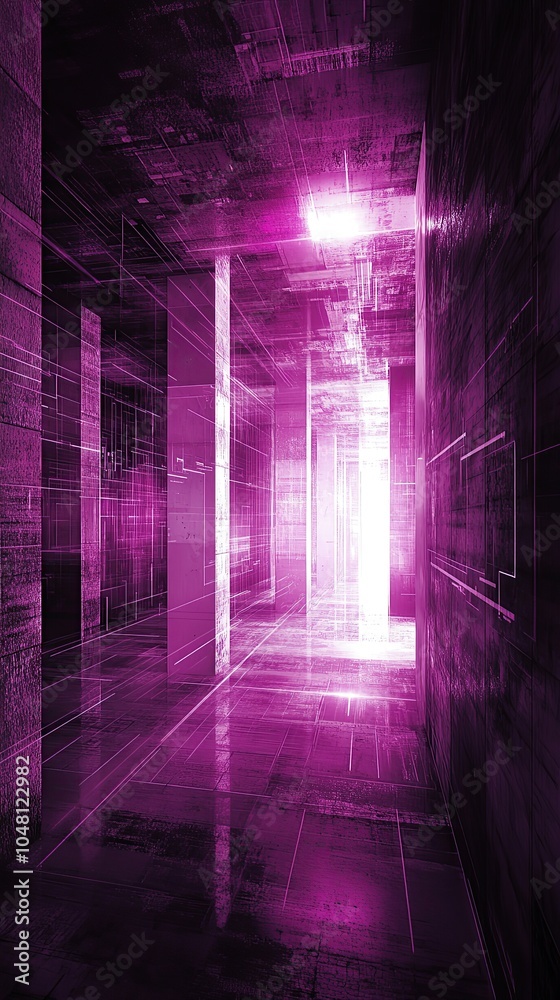 Abstract Futuristic Neon Glowing Corridor Abstract Futuristic Neon Glowing Corridor