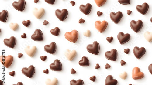 Isolated beans on a white background showcasing a delicious selection of chocolate flavors and gourmet treats photo