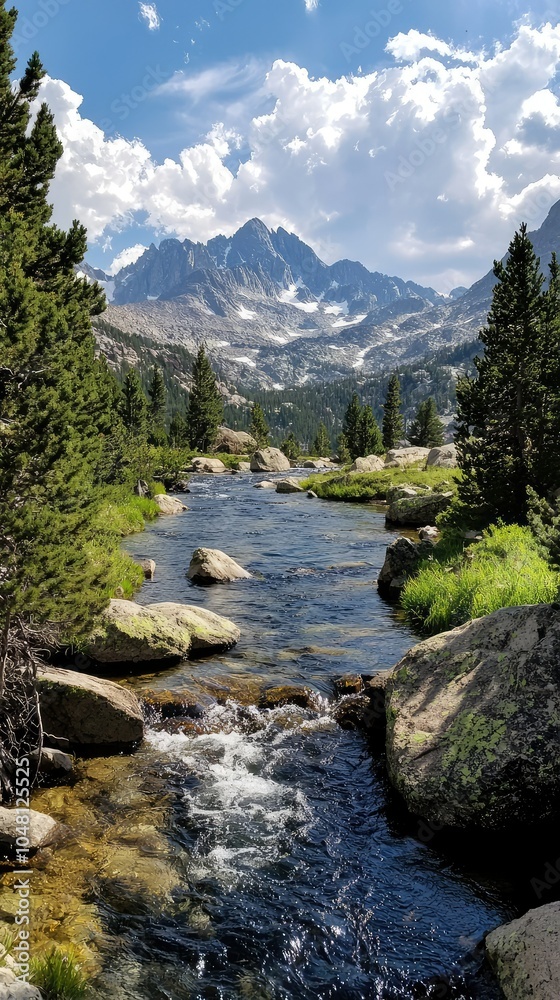 Breathtaking View of Mountain and Flowing Creek Breathtaking View of Mountain and Flowing Creek