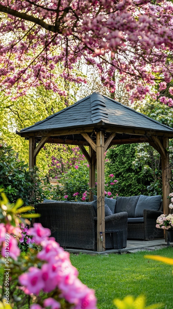 Charming Gazebo in a Lush Backyard Setting Charming Gazebo in a Lush Backyard Setting